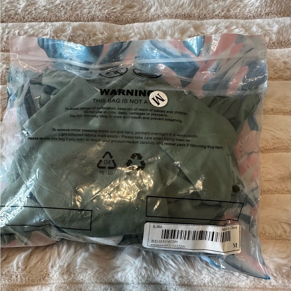 SHEIN New Sage Olive Green Ruffled Tie Bikini Set Off Shoulder - Picture 5 of 5